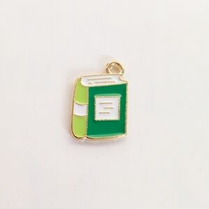 Whimsigoth Green Enamel Library Book Collectible Book Lover Bracelet Charm